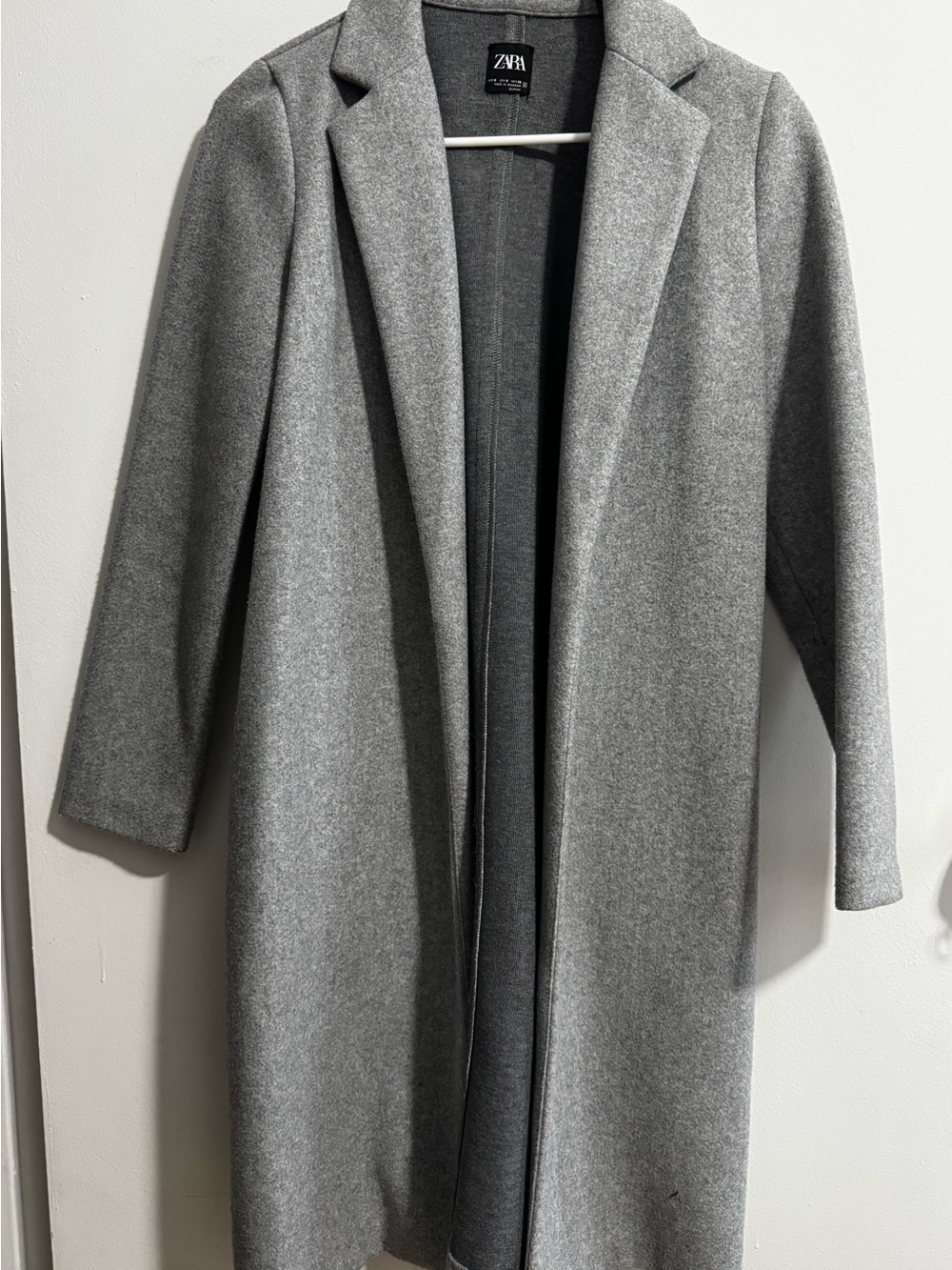 Zara Gray Long Poliéster Pea Coat